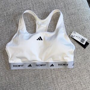 Adidas White Techfit Sports Bra